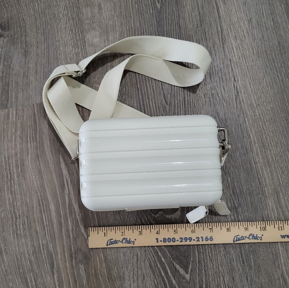 White Crossbody Mini Suitcase Bag